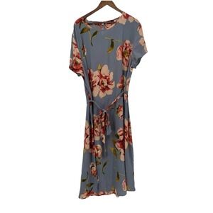 SHEIN Curve 4X Blue Pink Floral Dress long Floor Length Plus Size Gown Spring